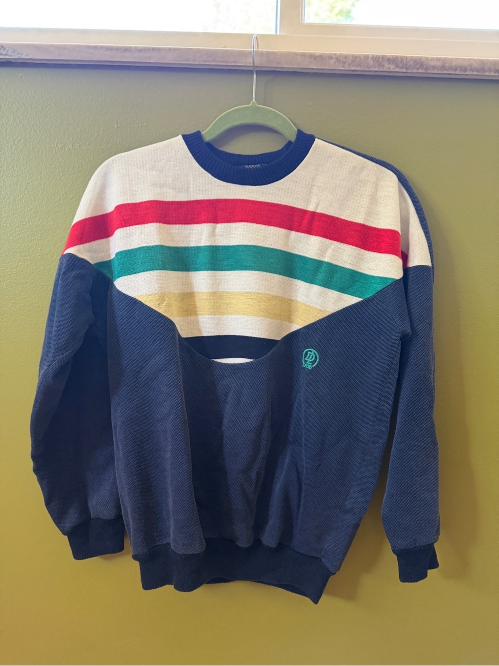 RARE Vintage 1980s Diadora Sport Geometric Knit Pullover - Italian - Sz S/M